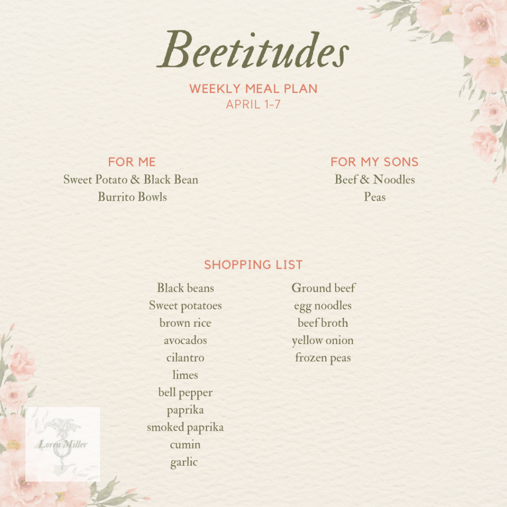 Weekly Meal Plan, April Week&nbsp;1